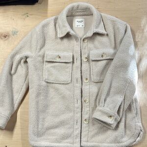 Abercrombie & Fitch Cream Sherpa Jacket